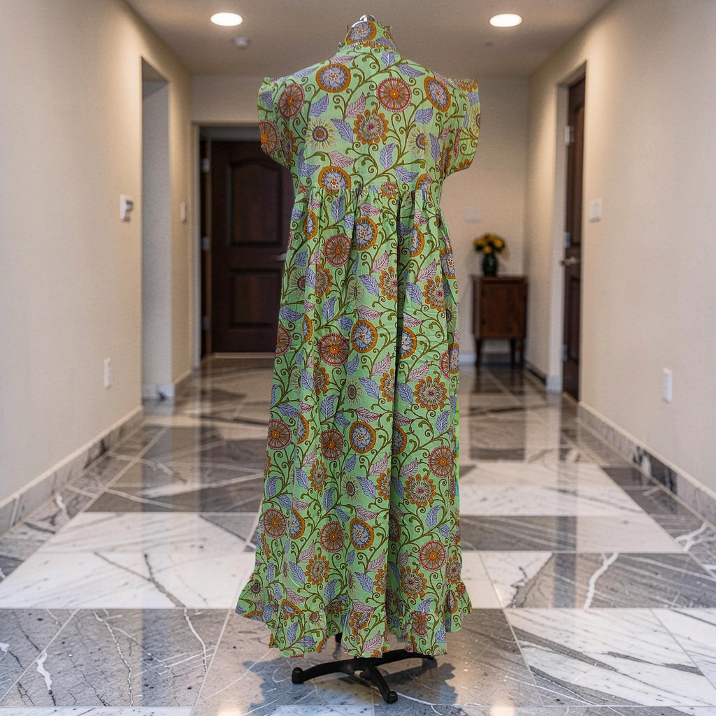 L-XL Amani Printed Cotton Dress 57" Short Sleeves Jalabiya 25846-1371 JP