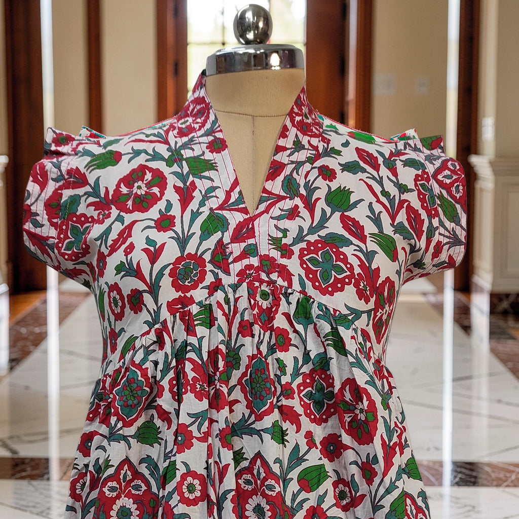 XS/S  Amani Printed Cotton Dress 54" Short Sleeves Jalabiya 25853-1375 JP