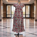 S-M Amani Printed Cotton Dress 57" Short Sleeves Jalabiya 25854-1375 JP