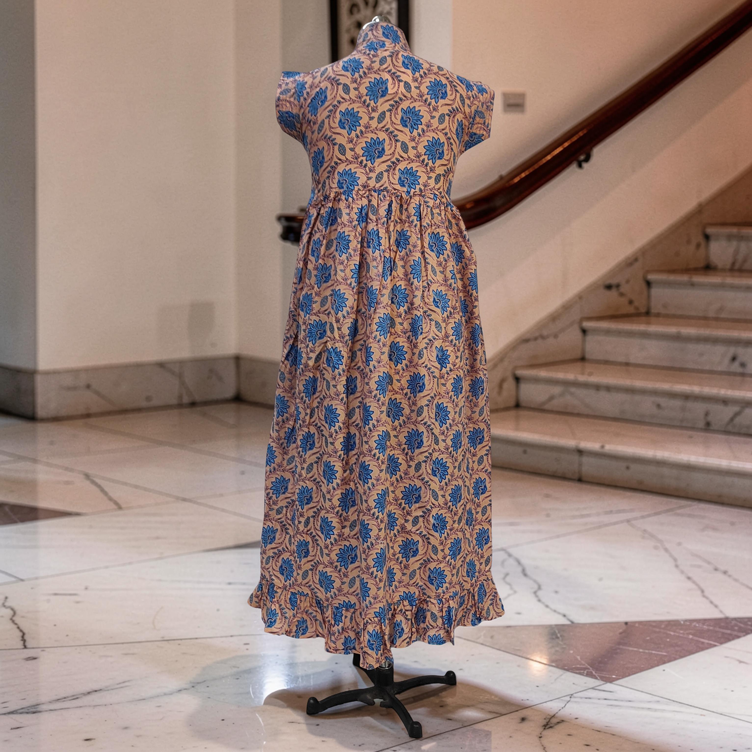 XS-S Amani Printed Cotton Dress 54" Short Sleeves Jalabiya 25860-1372 JP