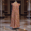 L-XL Amani Printed Cotton Dress 57" Short Sleeves Jalabiya 25864-1372 JP