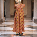 XS-S Amani Printed Cotton Dress 54" Short Sleeves Jalabiya 25870-1373 JP