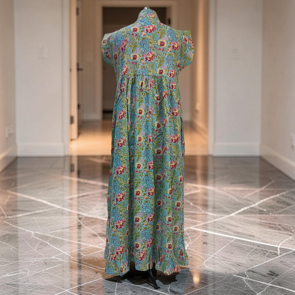 XS/S  Amani Printed Cotton Dress 54" Short Sleeves Jalabiya 25882-1375 JP