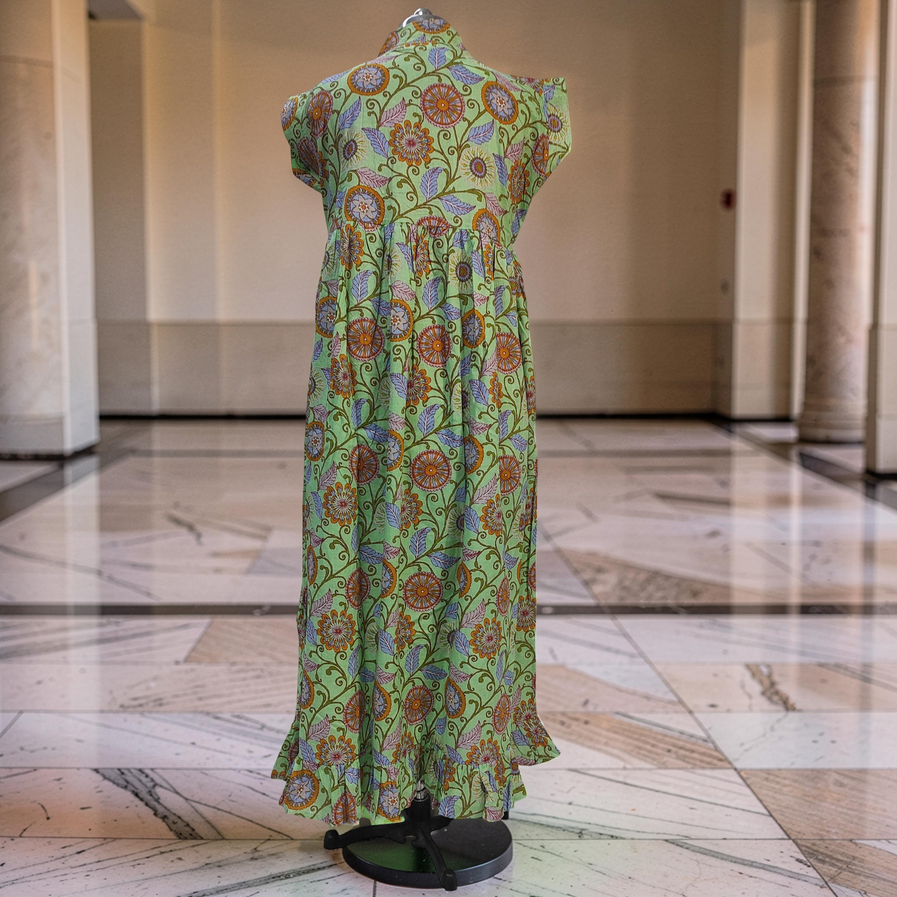 XS-S Amani Printed Cotton Dress 54" Short Sleeves Jalabiya 25884-1373 JP