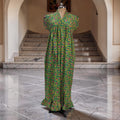 L-XL Amani Printed Cotton Dress 57" Short Sleeves Jalabiya 25887-1373 JP