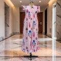 S-M Amani Printed Reyon Dress 57" Short Sleeves Jalabiya 25889-1374 JP