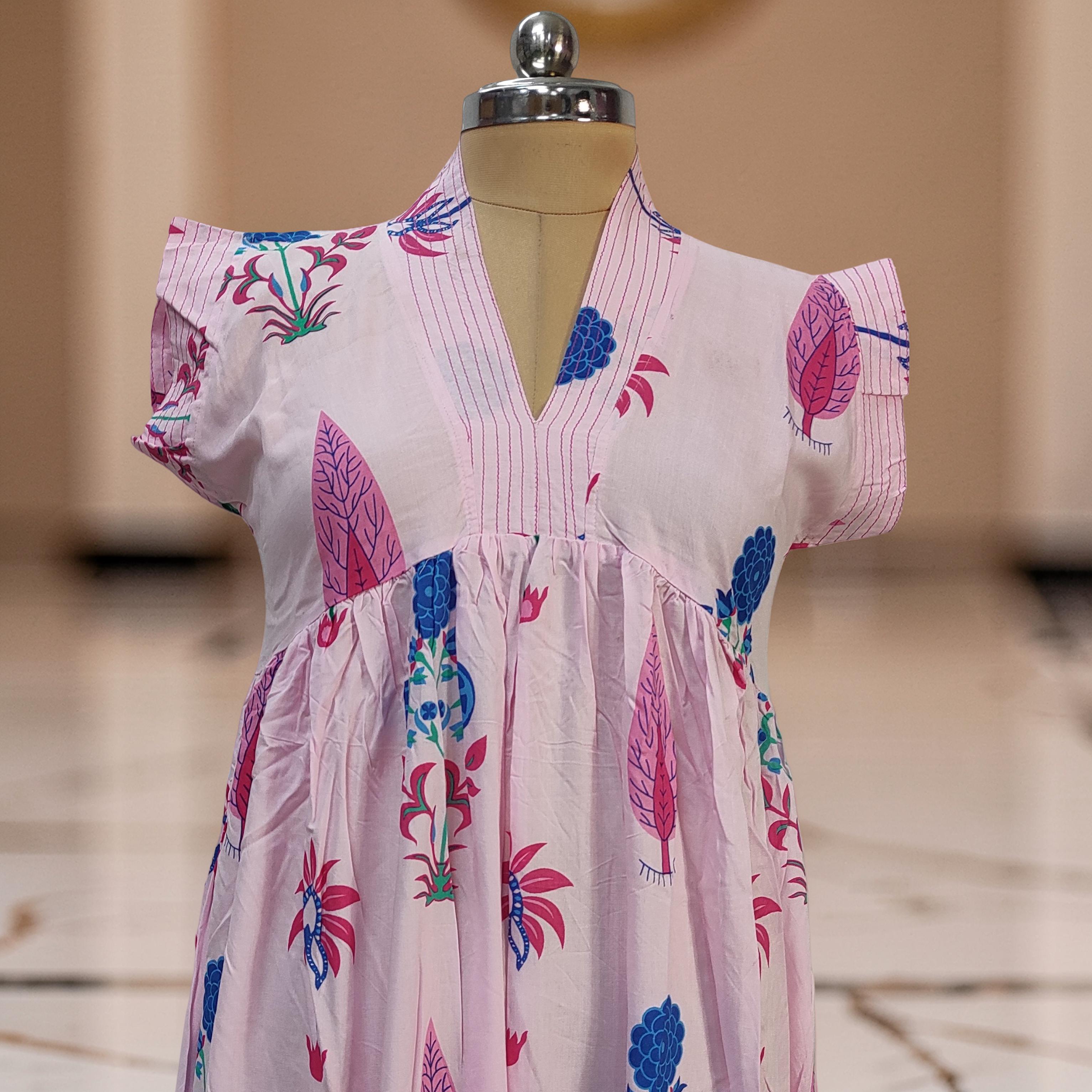 S-M Amani Printed Reyon Dress 57" Short Sleeves Jalabiya 25889-1374 JP