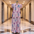 L-XL Amani Printed Rayon  Dress 57" Short Sleeves Jalabiya 25890-1374 JP