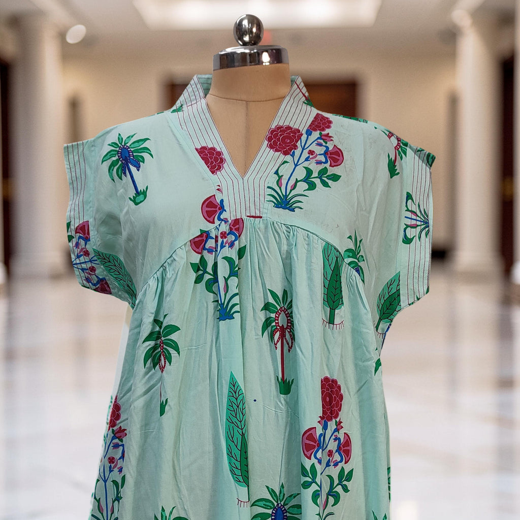 2XL/3XL Amani Printed Rayon Dress 57" Short Sleeves Jalabiya 25892-1374 JP