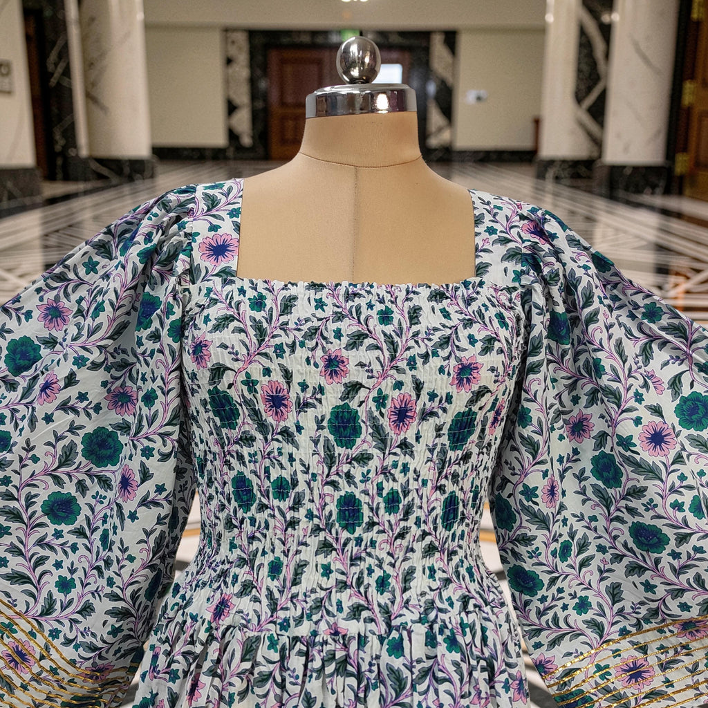 S/M Elzina Printed Cotton Dress 57" Long Jalabiya 26018-1376 JP