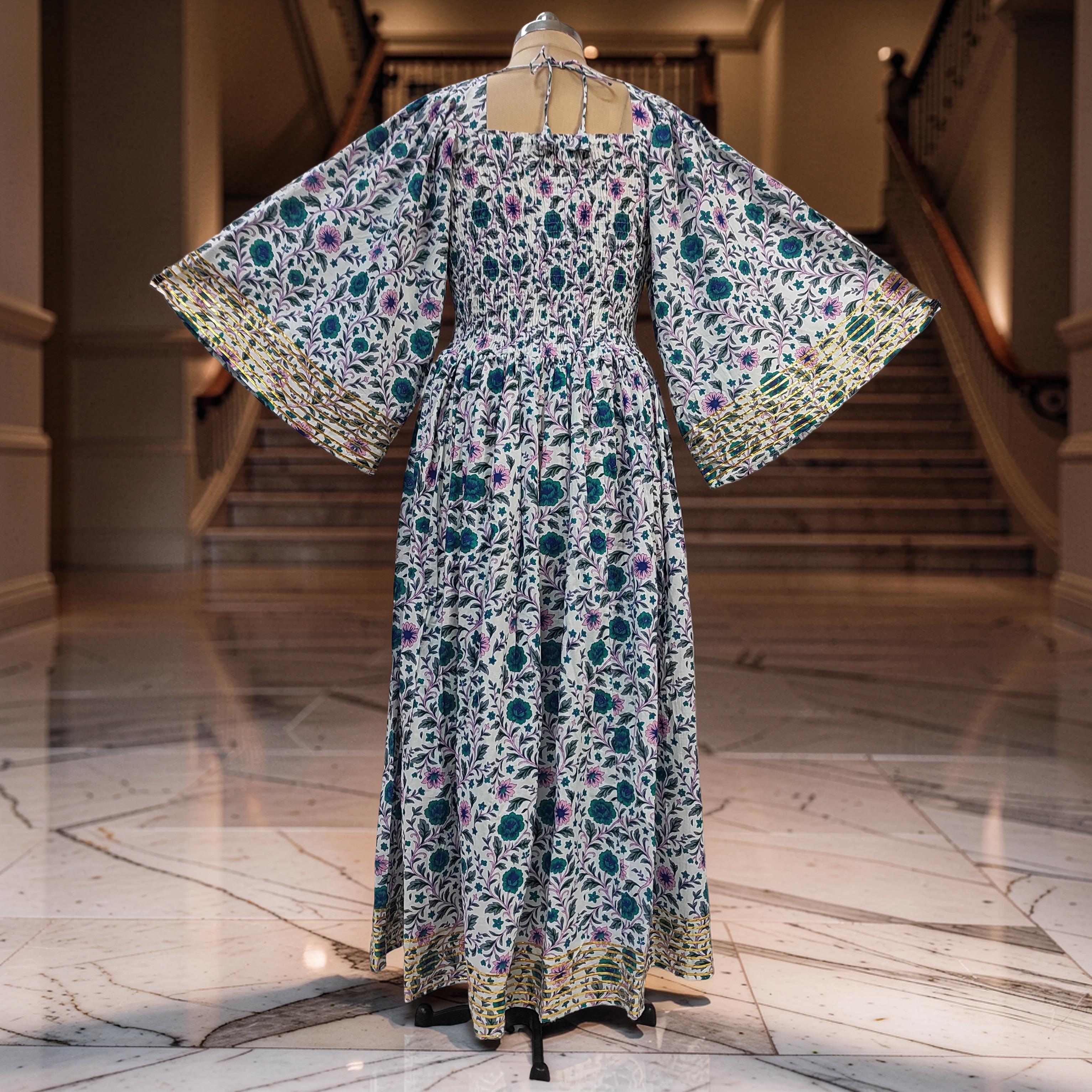 L/XL Elzina Printed Cotton Dress 57" Long Jalabiya 26019-1376 JP