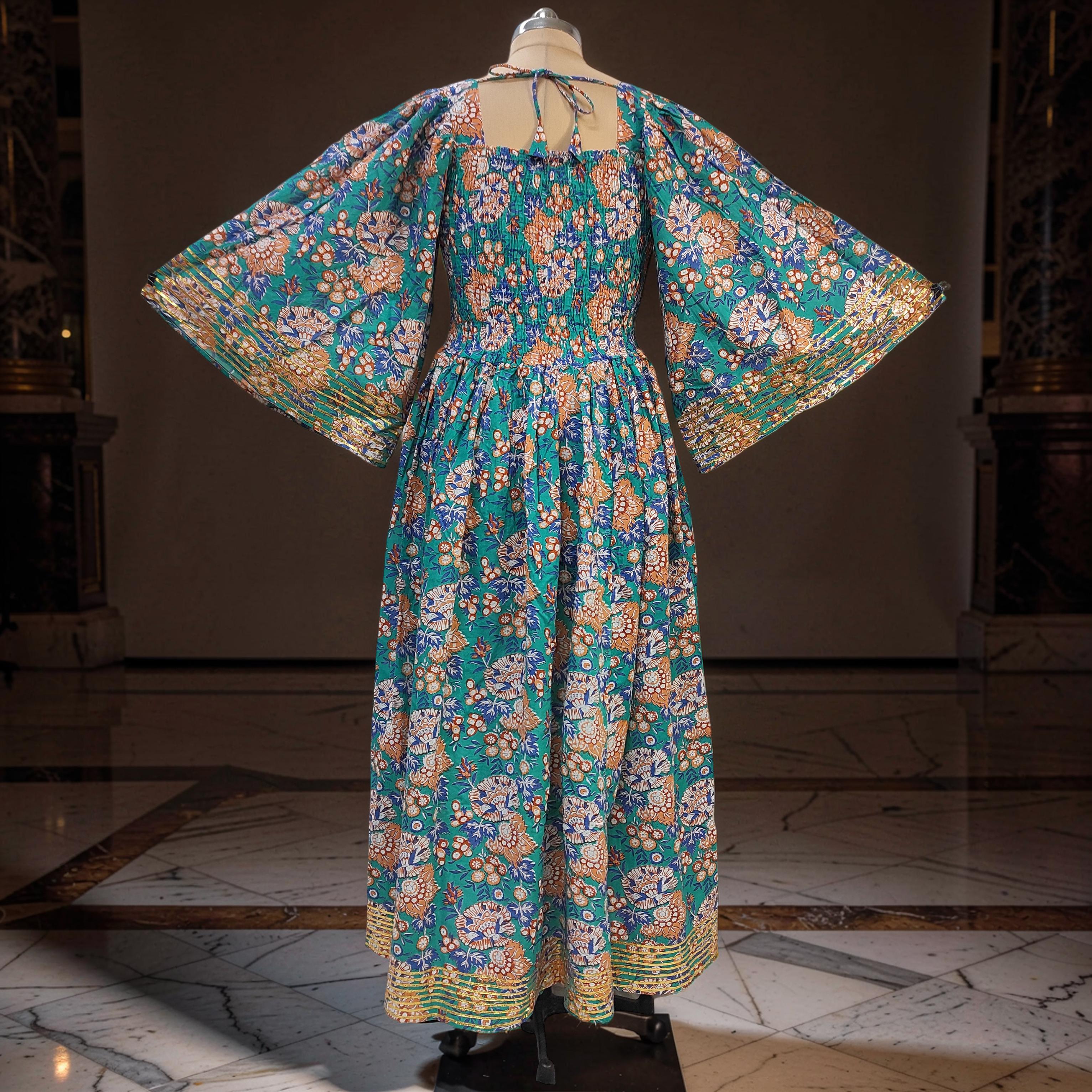 S/M Elzina Printed Cotton Dress 57" Long Jalabiya 26022-1378 JP