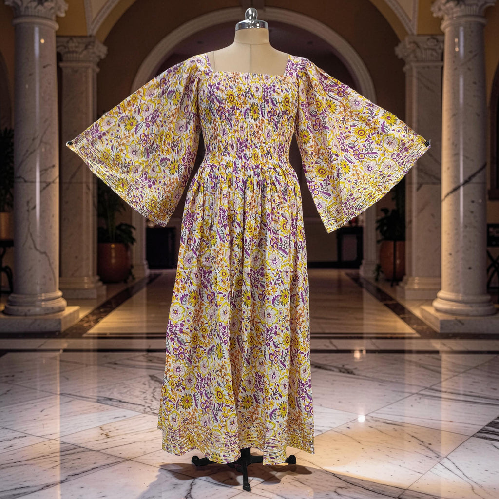 L/XL Elzina Printed Cotton Dress 57" Long Jalabiya 26027-1379 JP