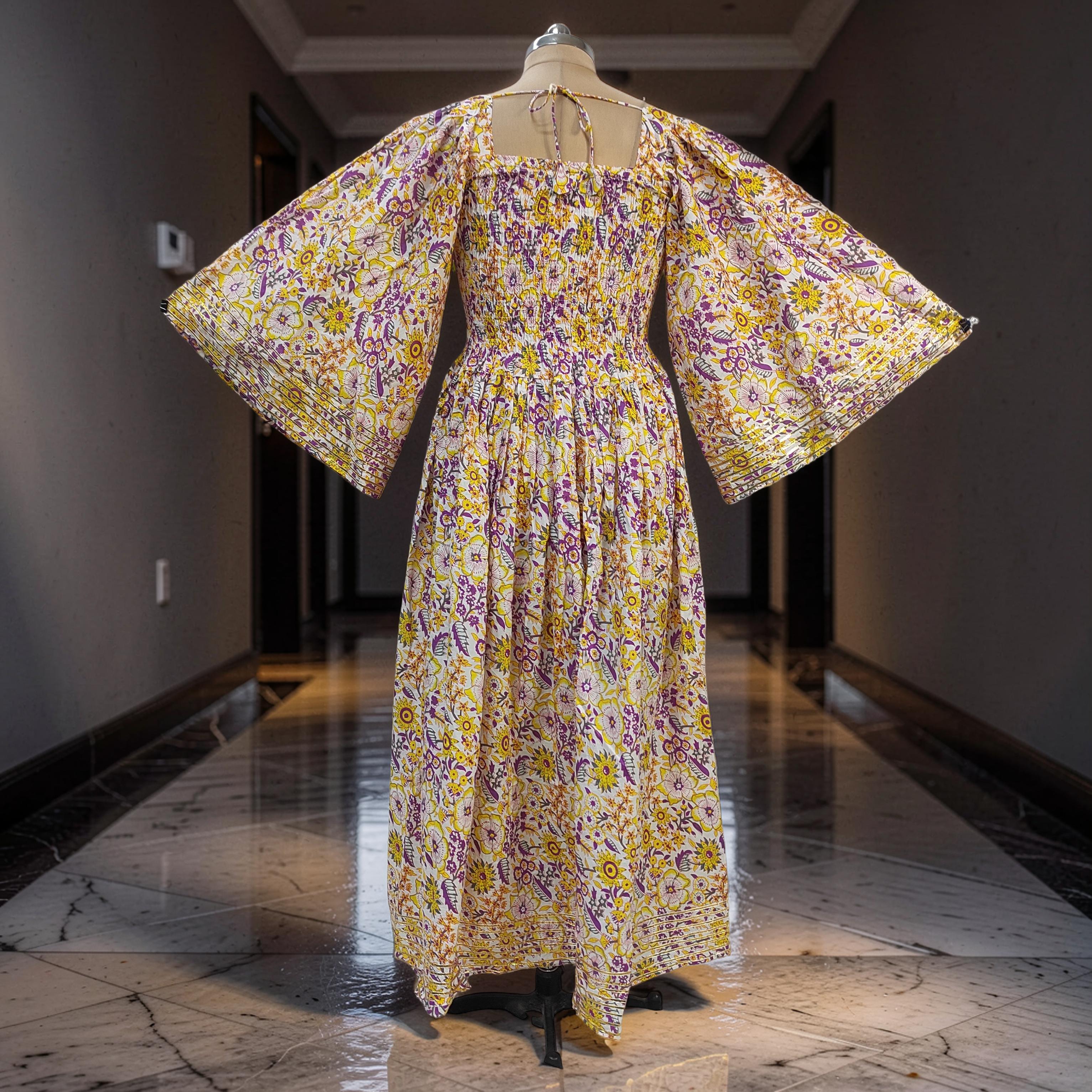 L/XL Elzina Printed Cotton Dress 57" Long Jalabiya 26027-1379 JP