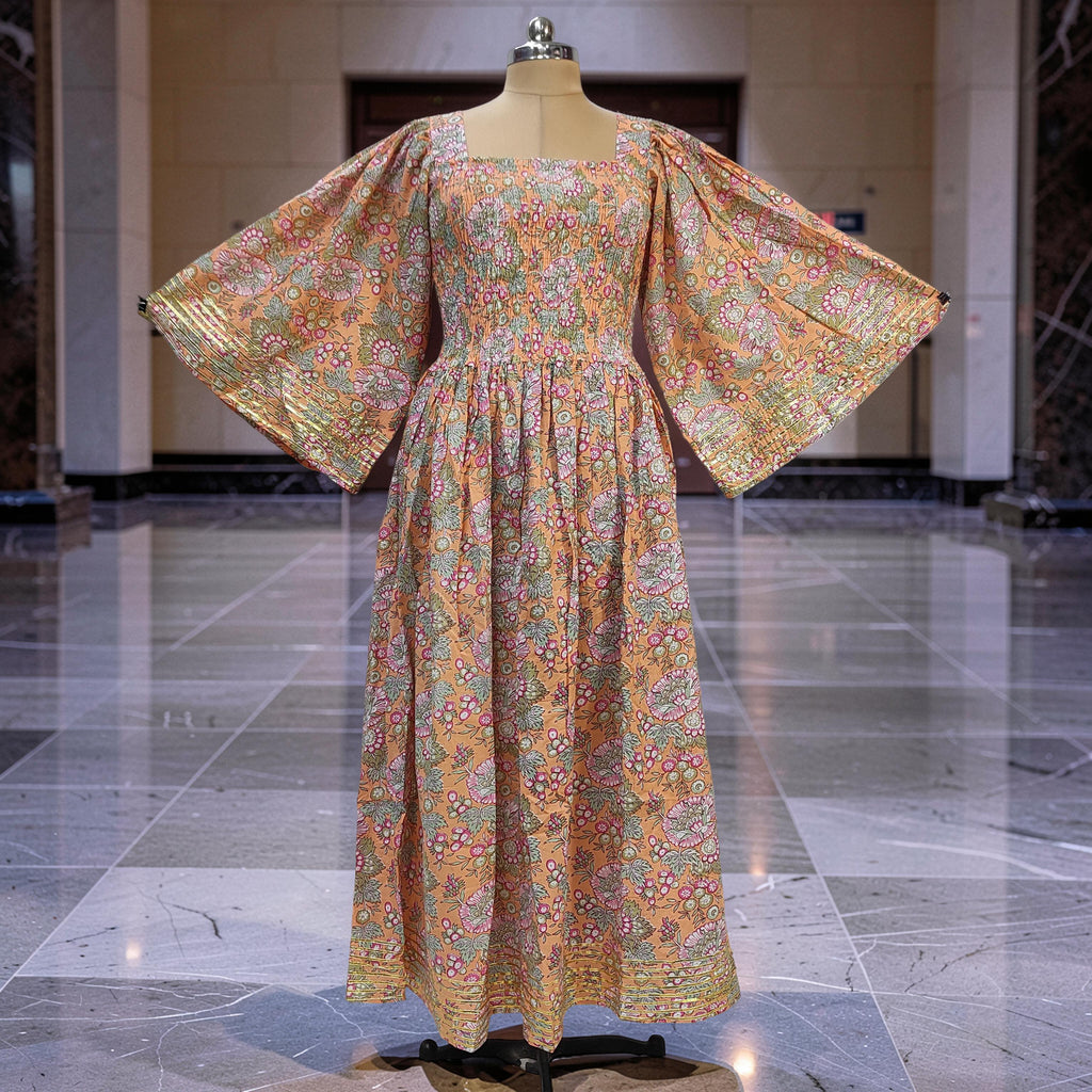 S/M Elzina Printed Cotton Dress 57" Long Jalabiya 26029-1380 JP