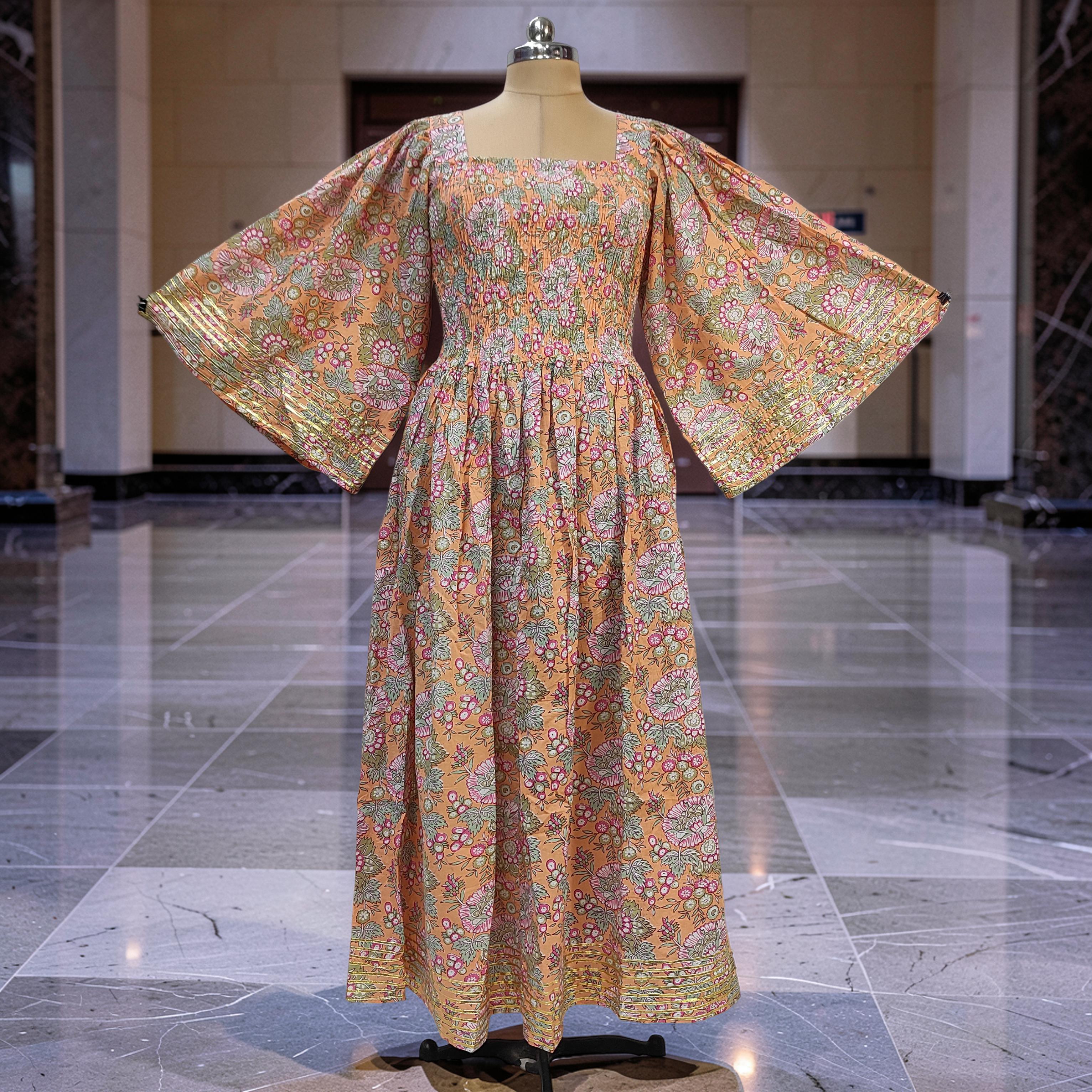 L/XL Elzina Printed Cotton Dress 57" Long Jalabiya 26030-1380 JP