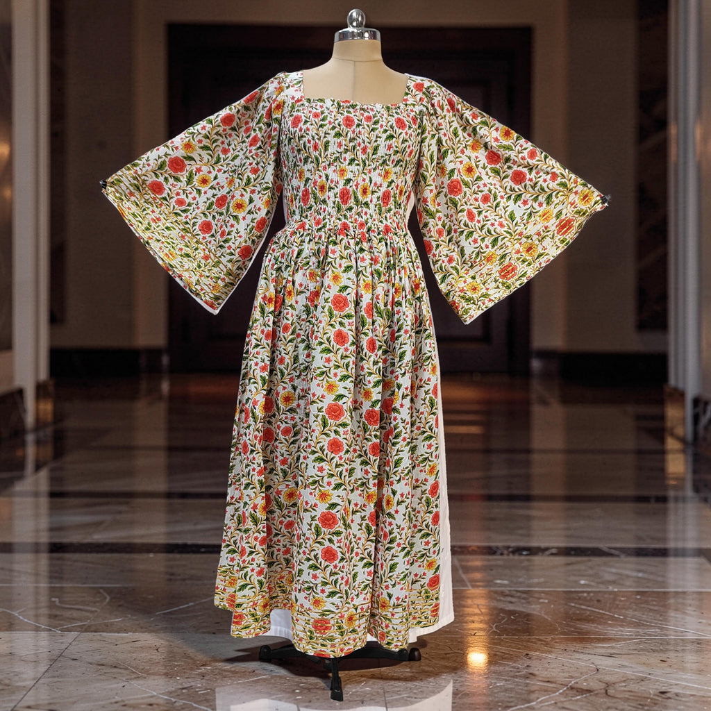 S/M Elzina Printed Cotton Dress 57" Long Jalabiya 26032-1380 JP