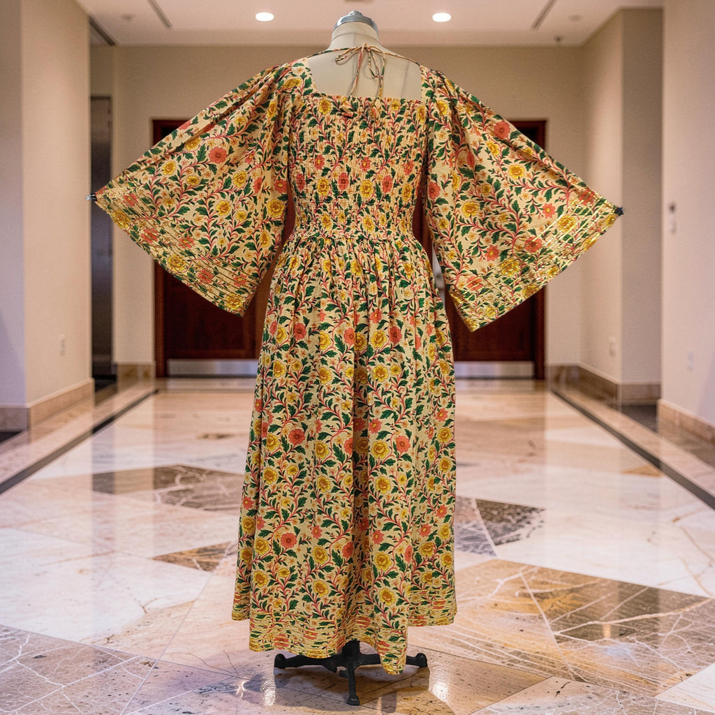 XS/S Elzina Printed Cotton Dress 54" Long Jalabiya 26035-1381 JP