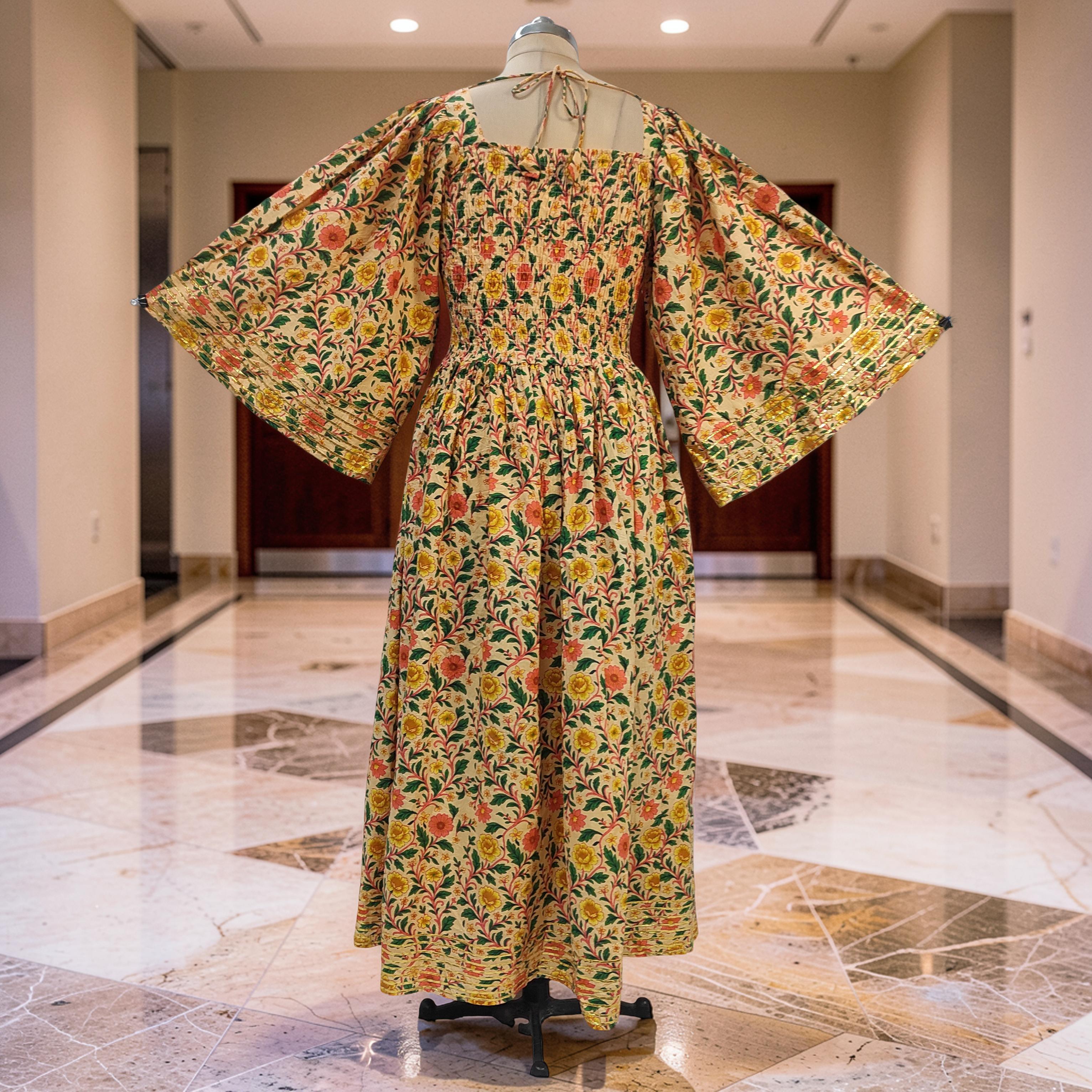 L/XL Elzina Printed Cotton Dress 57" Long Jalabiya 26037-1381 JP