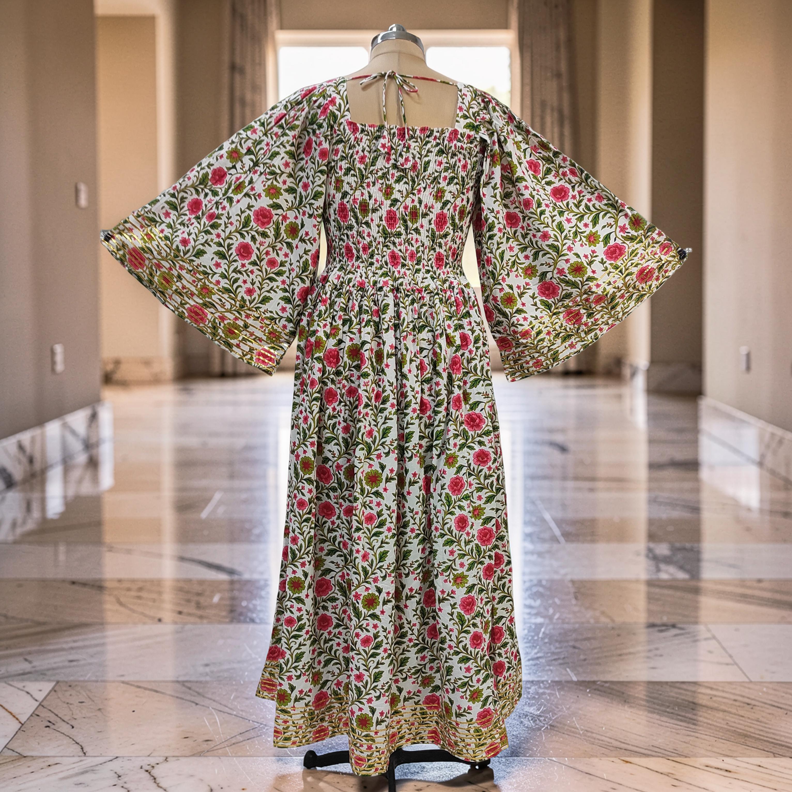 S/M Elzina Printed Cotton Dress 57" Long Jalabiya 26040-1382 JP