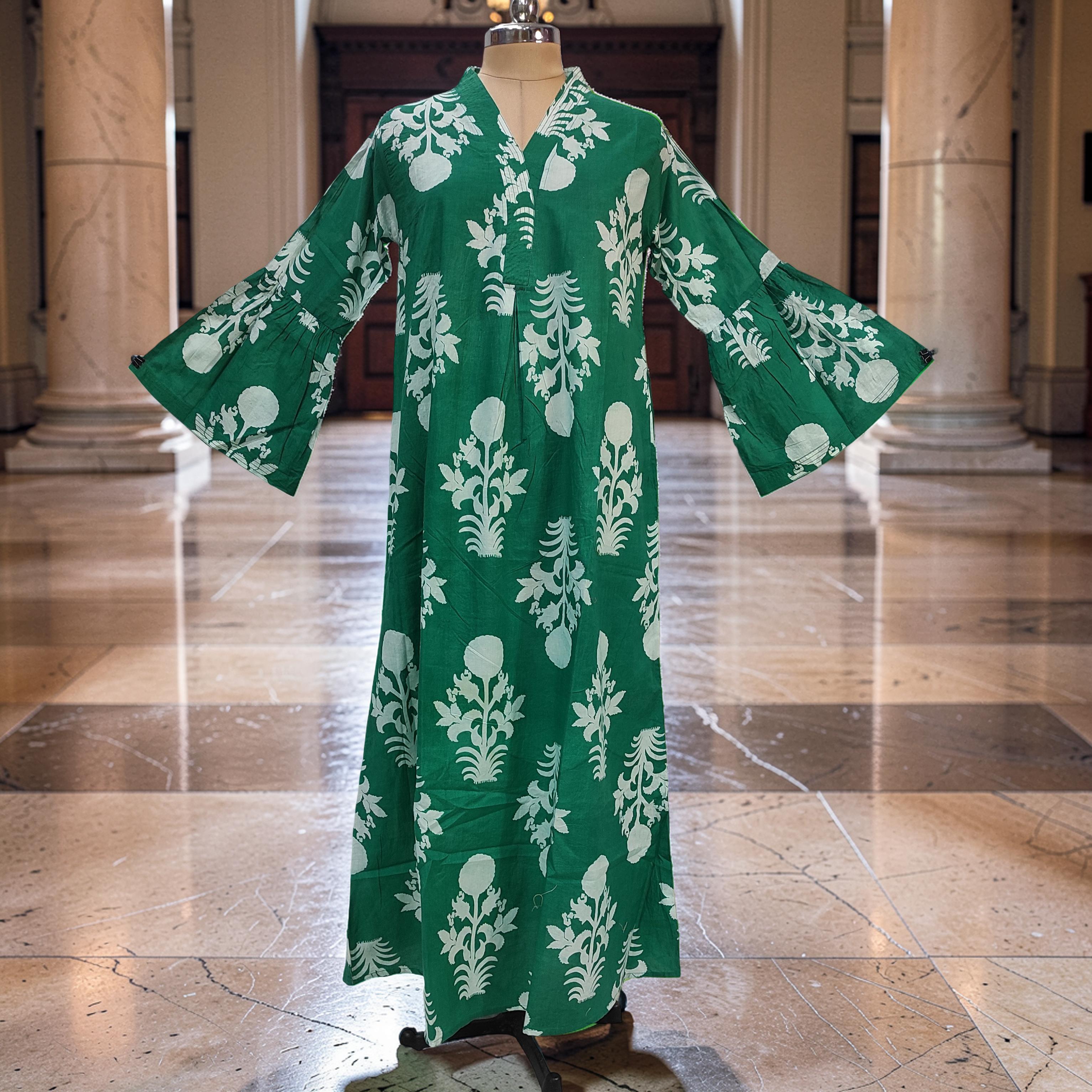 L-XL Reya Printed Cotton Dress 57" Long Jalabiya With Sheila 26043-1386 JP