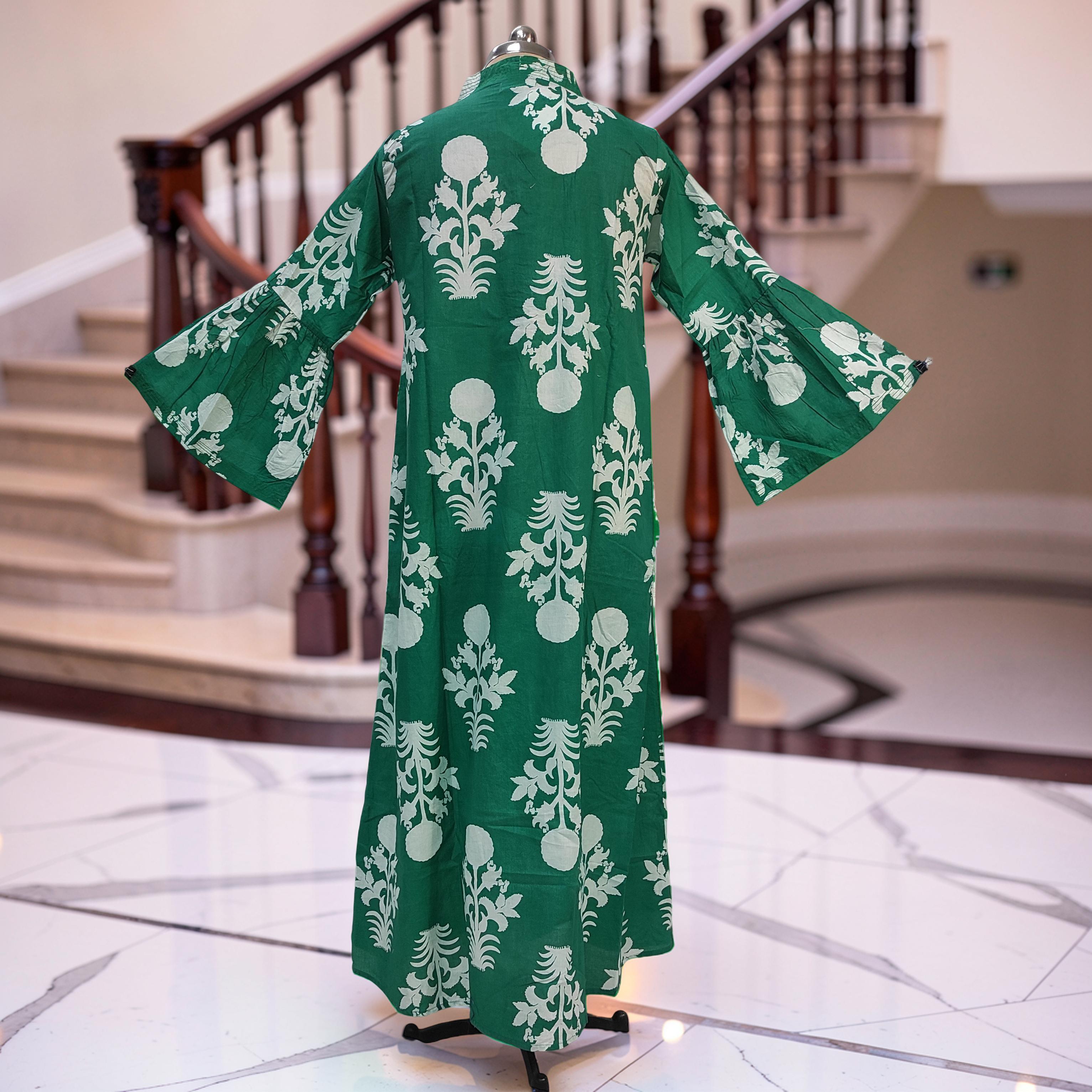 L-XL Reya Printed Cotton Dress 57" Long Jalabiya With Sheila 26043-1386 JP