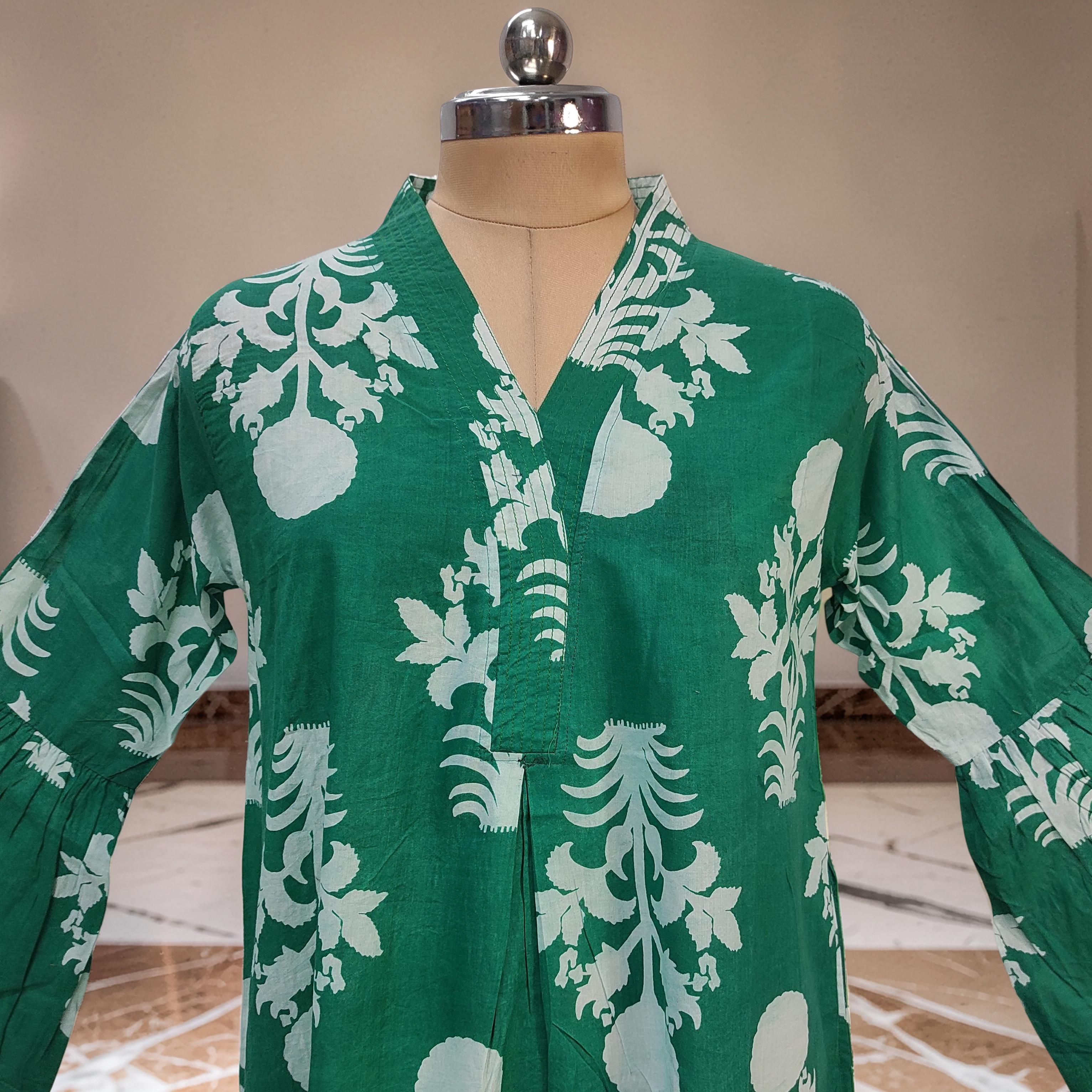 2XL-3XL Reya Printed Cotton Dress 57" Long Jalabiya With Sheila 26044-1386 JP