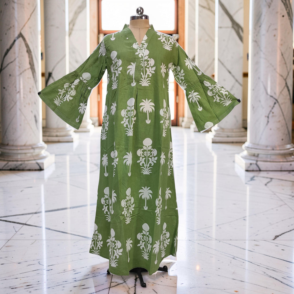 2XL-3XL Reya Printed Cotton Dress 57" Long Jalabiya With Sheila 26046-1383 JP