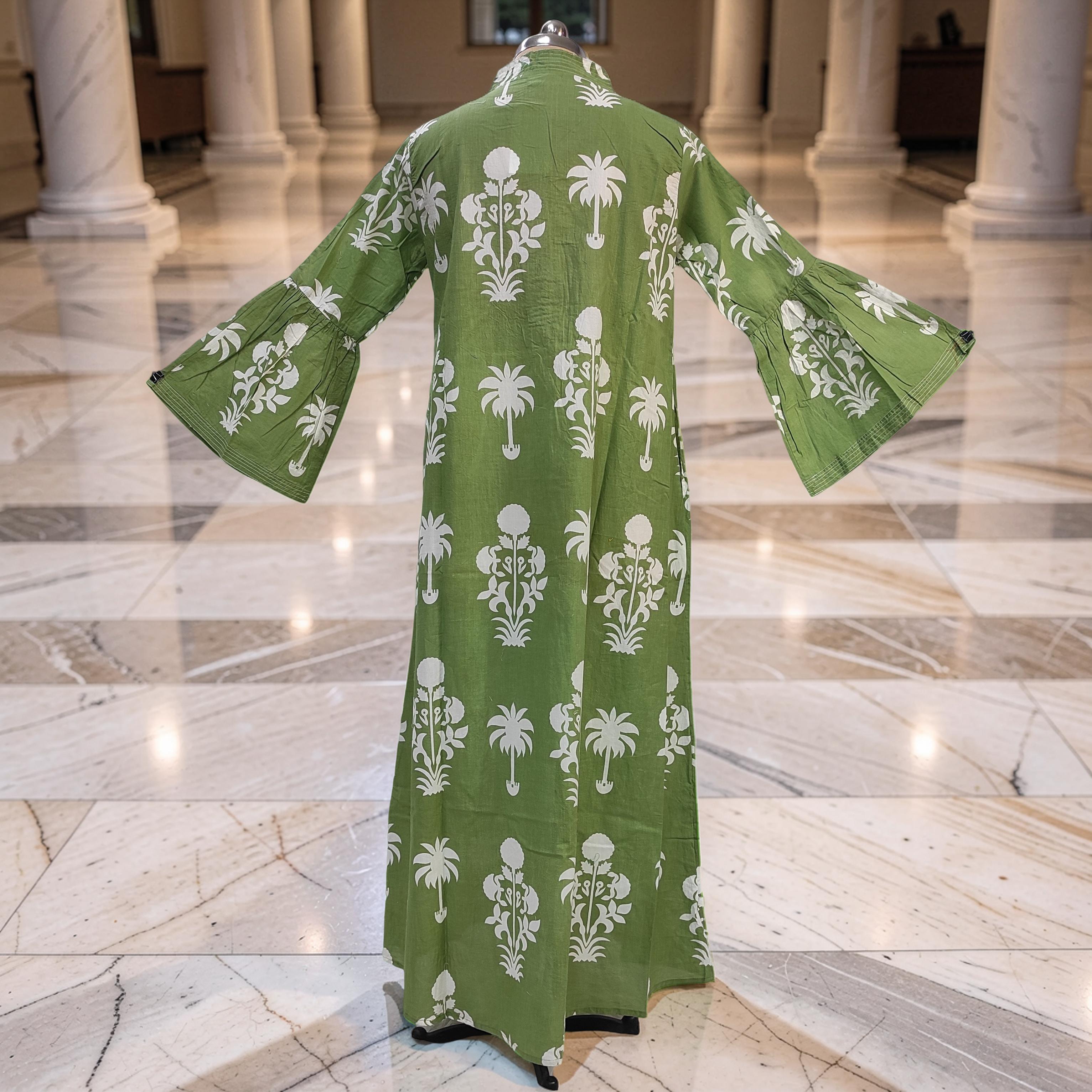 2XL-3XL Reya Printed Cotton Dress 57" Long Jalabiya With Sheila 26046-1384 JP