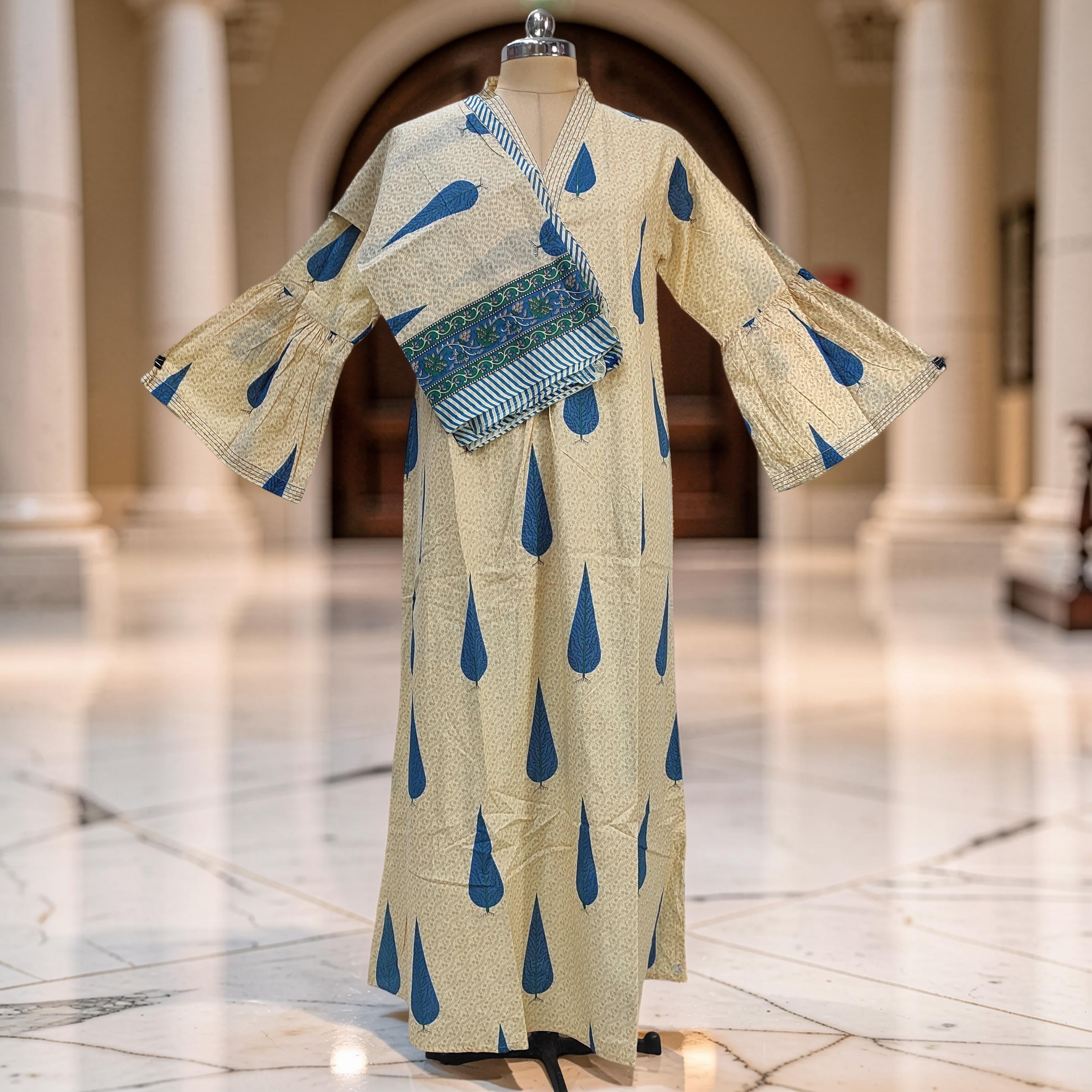 L-XL Reya Printed Cotton Dress 57" Long Jalabiya With Sheila 26047-1384 JP