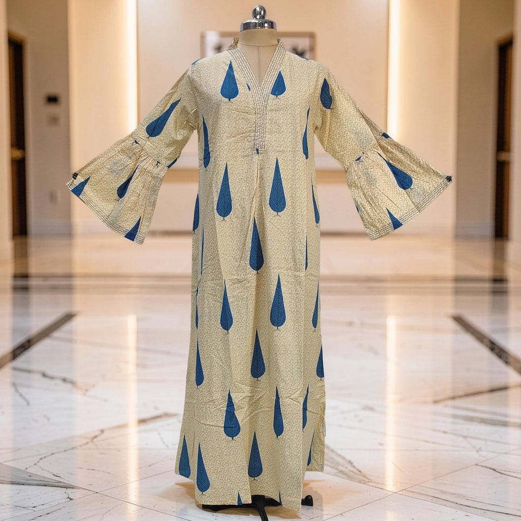L-XL Reya Printed Cotton Dress 57" Long Jalabiya With Sheila 26047-1384 JP