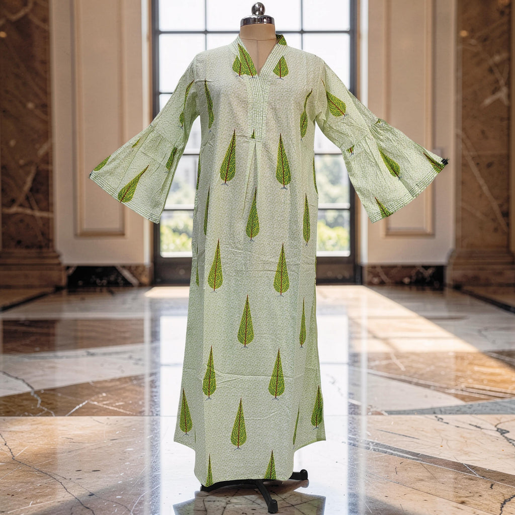 L-XL Reya Printed Cotton Dress 57" Long Jalabiya 26050-1384 JP