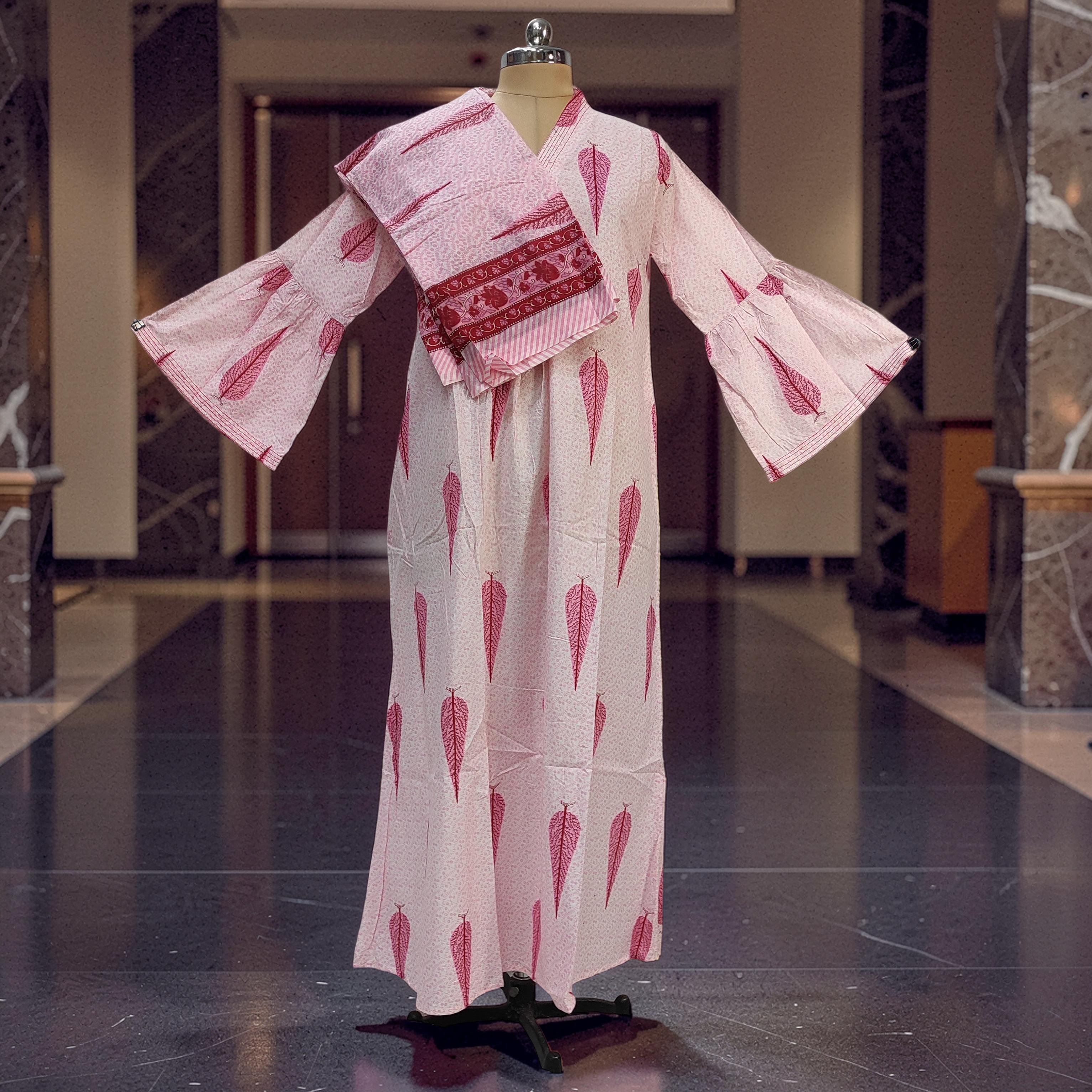 2XL-3XL Reya Printed Cotton Dress 57" Long Jalabiya With Sheila 26053-1385 JP