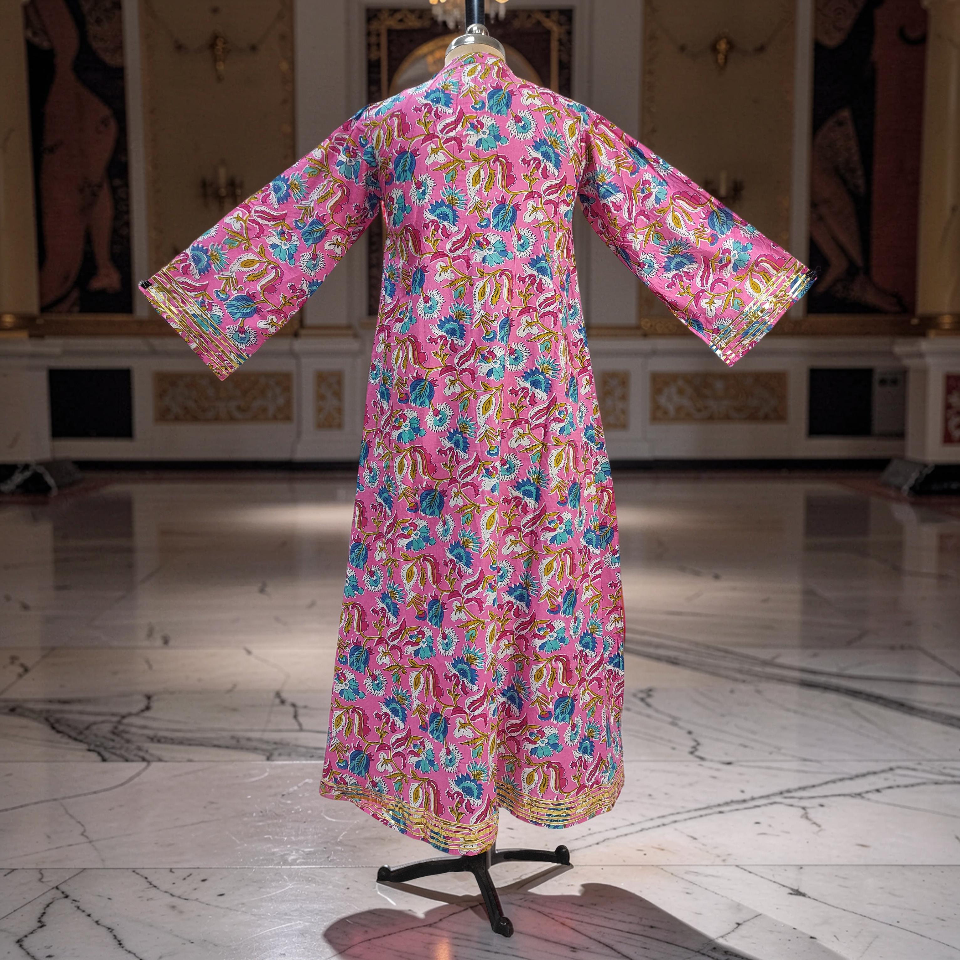 XS/S Khadijah Printed Cotton Dress 54"Long Jalabiya 26054-1398 JP