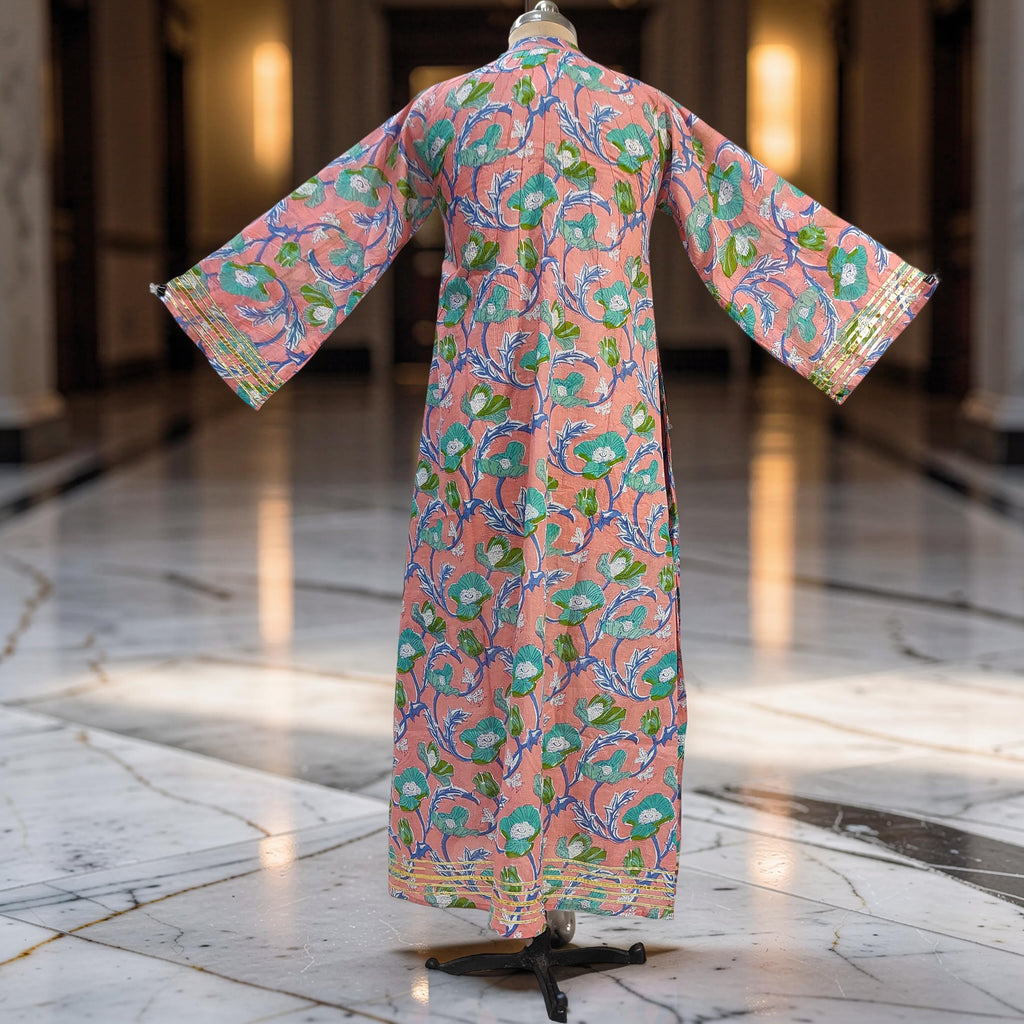 S-M Khadijah Printed Cotton Dress 57"Long Jalabiya 26058-1399 JP
