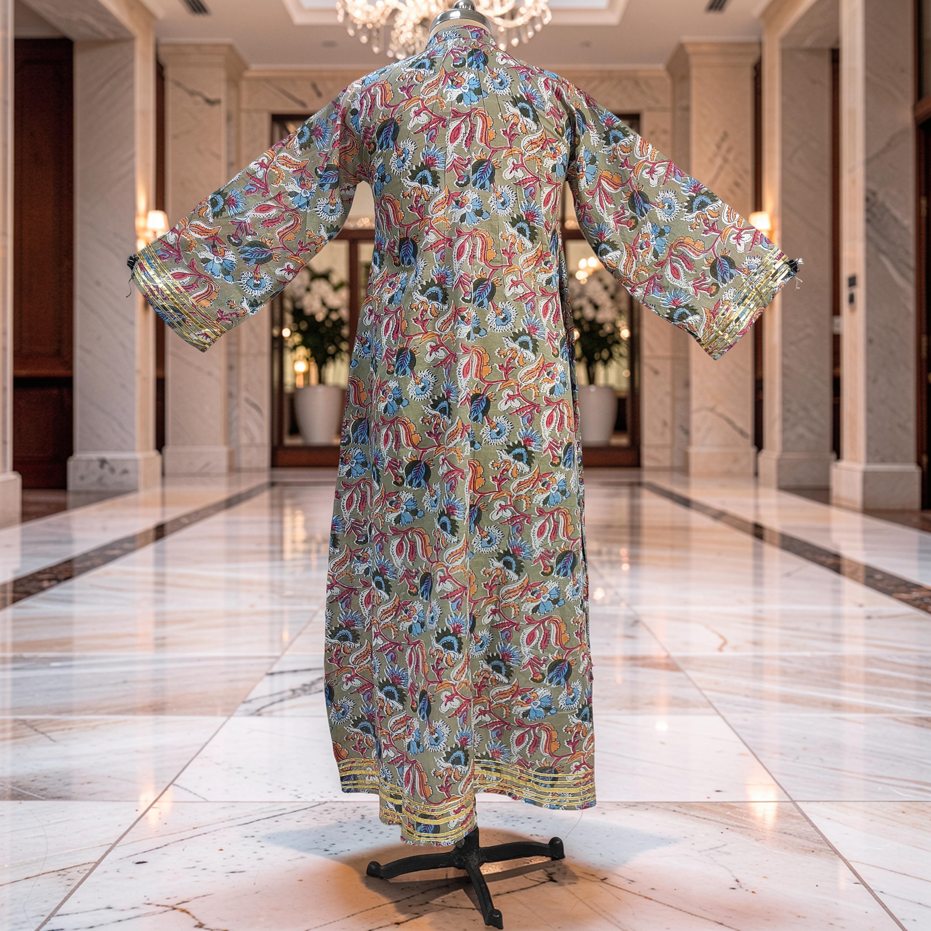 L/XL Khadijah Printed Cotton Dress 56"Long Jalabiya 26071-1394 JP