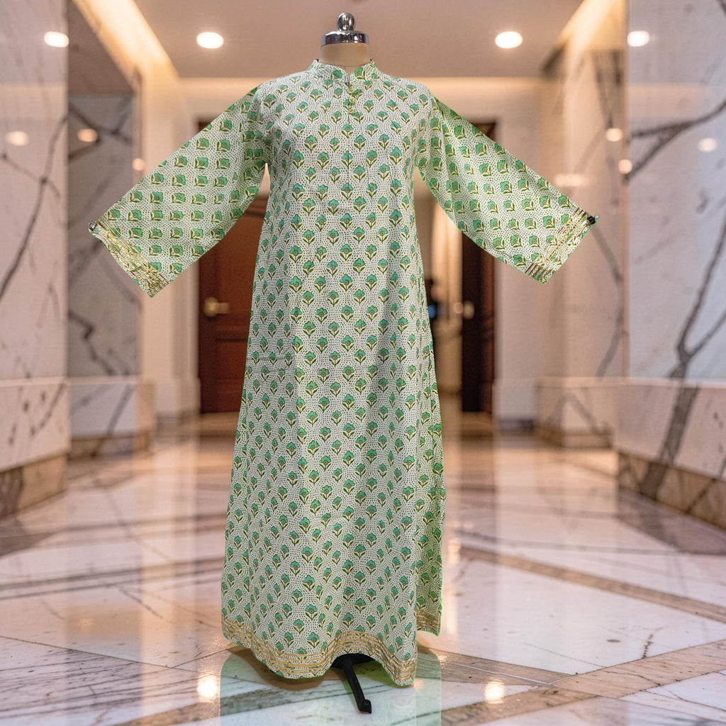 L/XL Khadijah Printed Cotton Dress 56"Long Jalabiya 26078-1395 JP