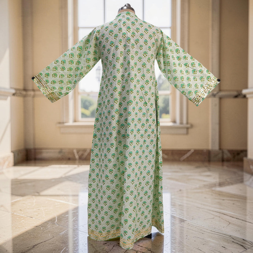 L/XL Khadijah Printed Cotton Dress 56"Long Jalabiya 26078-1395 JP