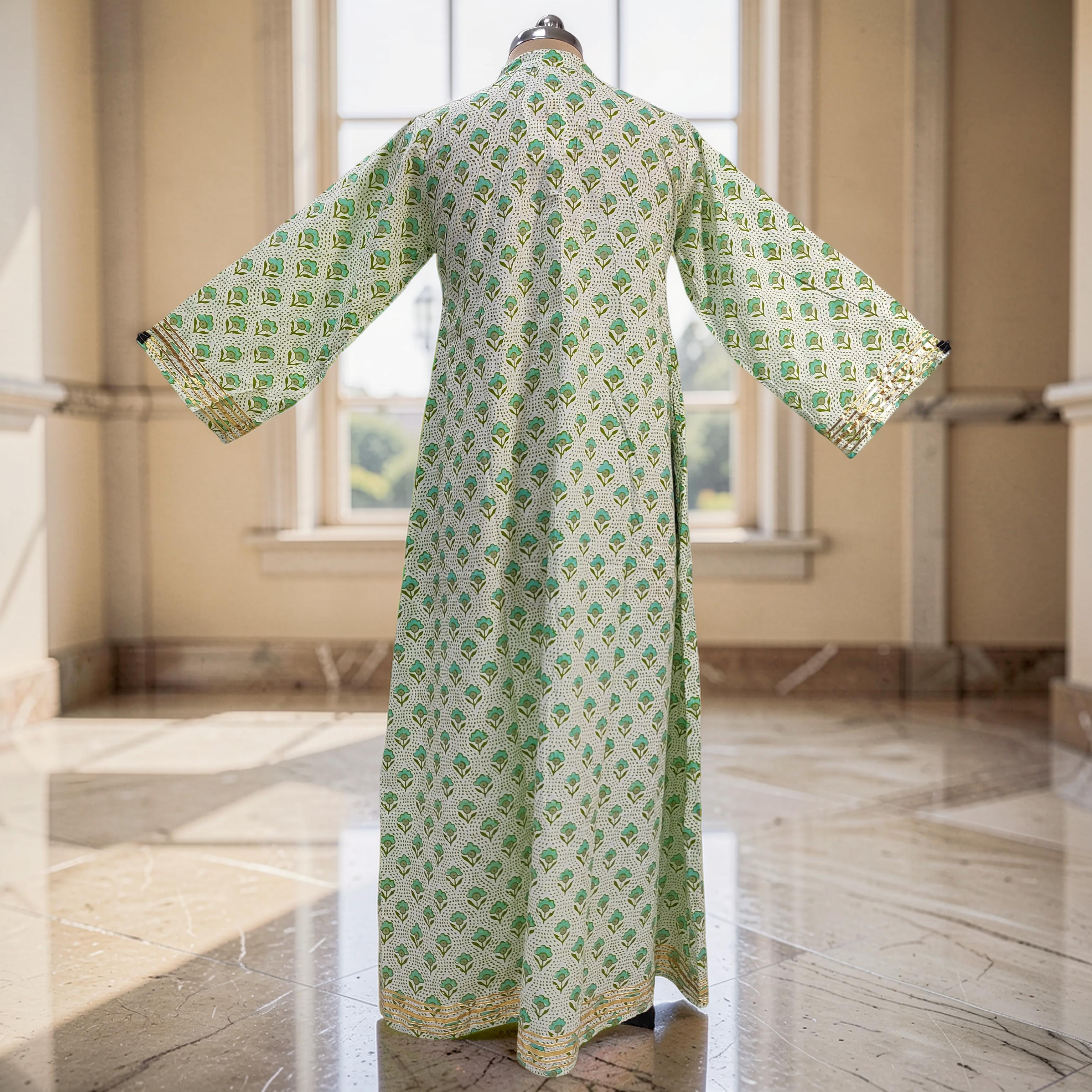 L/XL Khadijah Printed Cotton Dress 56"Long Jalabiya 26078-1395 JP