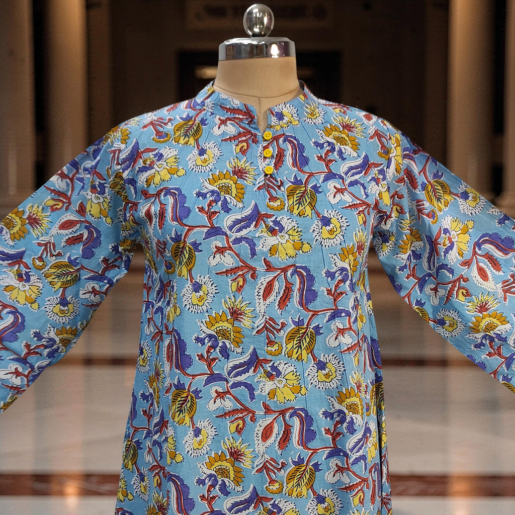 L/XL Khadijah Printed Cotton Dress 56"Long Jalabiya 26084-1396 JP
