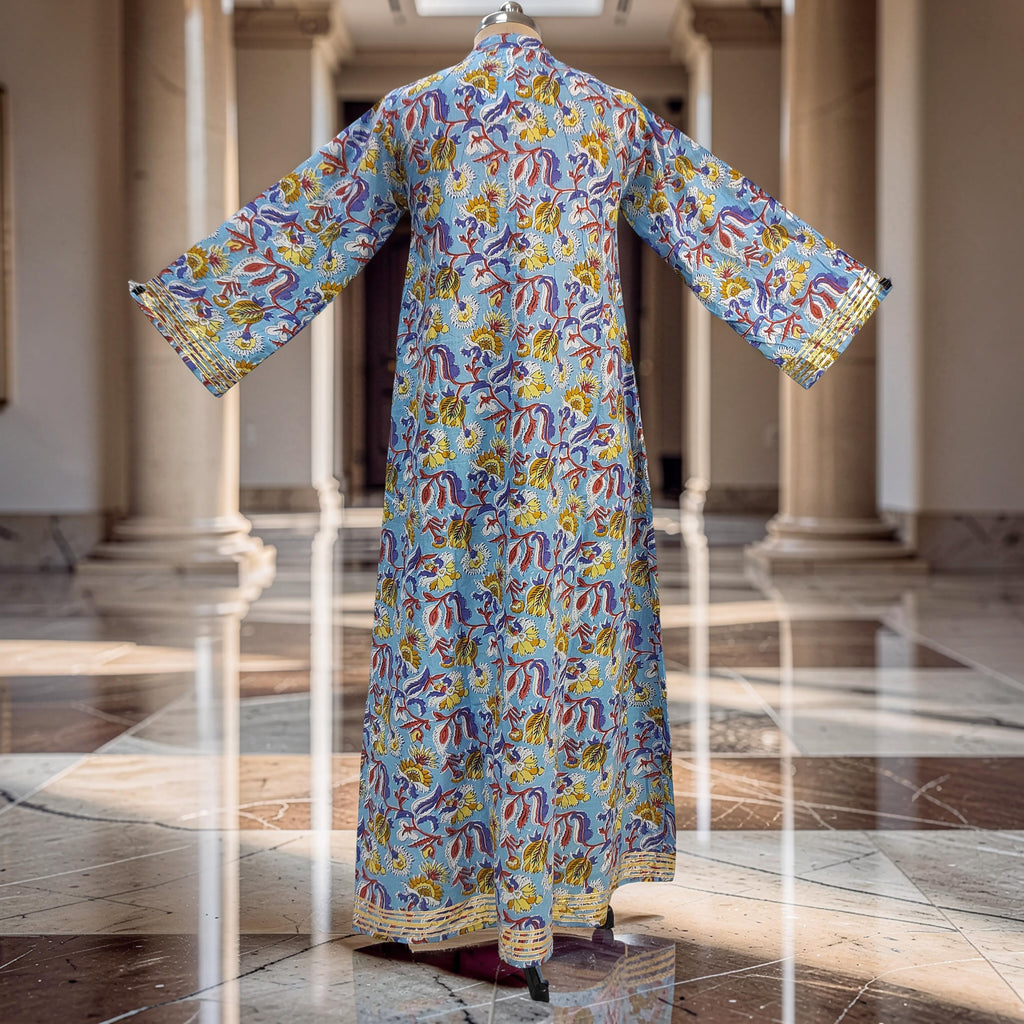 L/XL Khadijah Printed Cotton Dress 56"Long Jalabiya 26084-1396 JP