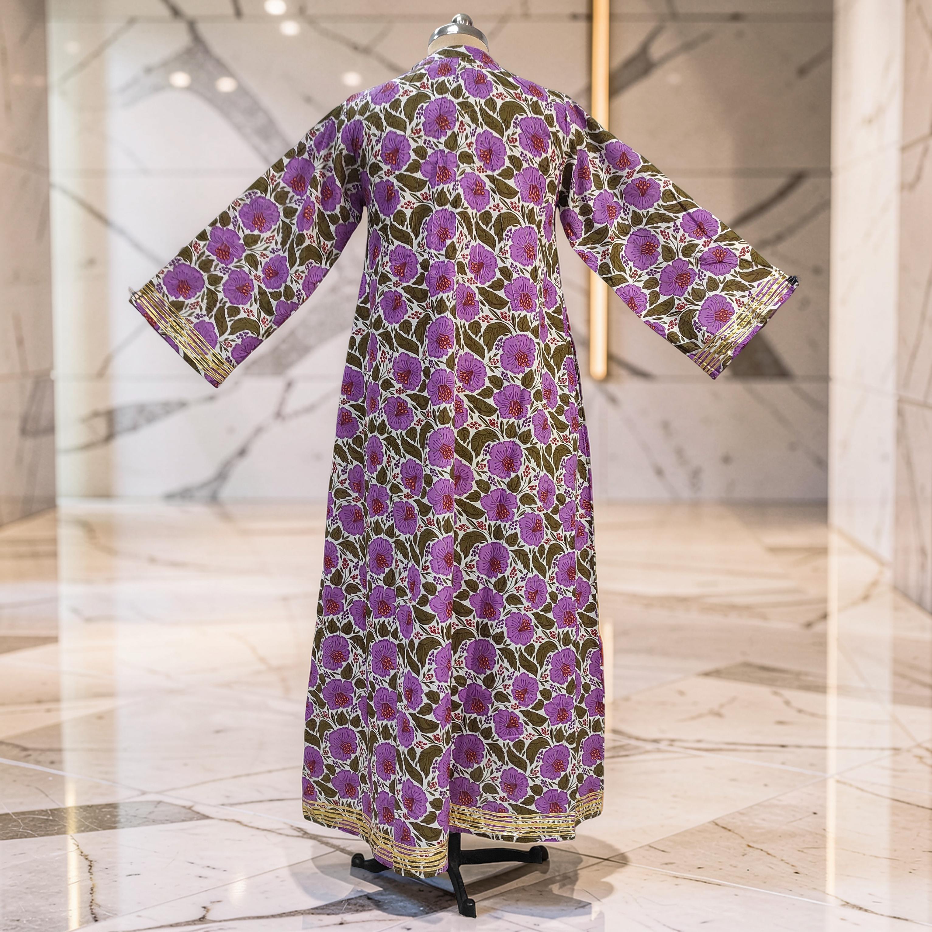 L/XL Khadijah Printed Cotton Dress 56"Long Jalabiya 26086-1397 JP