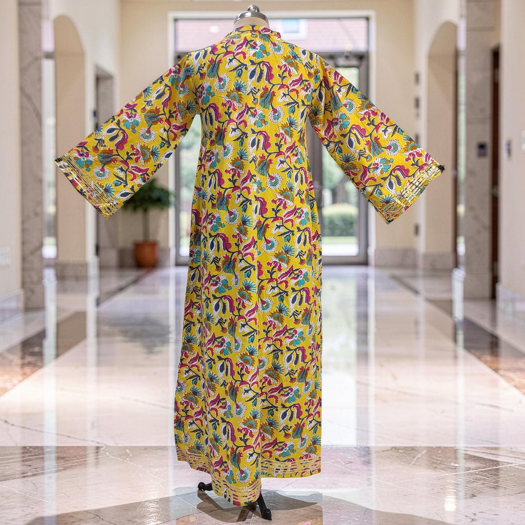 XS/S Khadijah Printed Cotton Dress 54"Long Jalabiya 26087-1397 JP