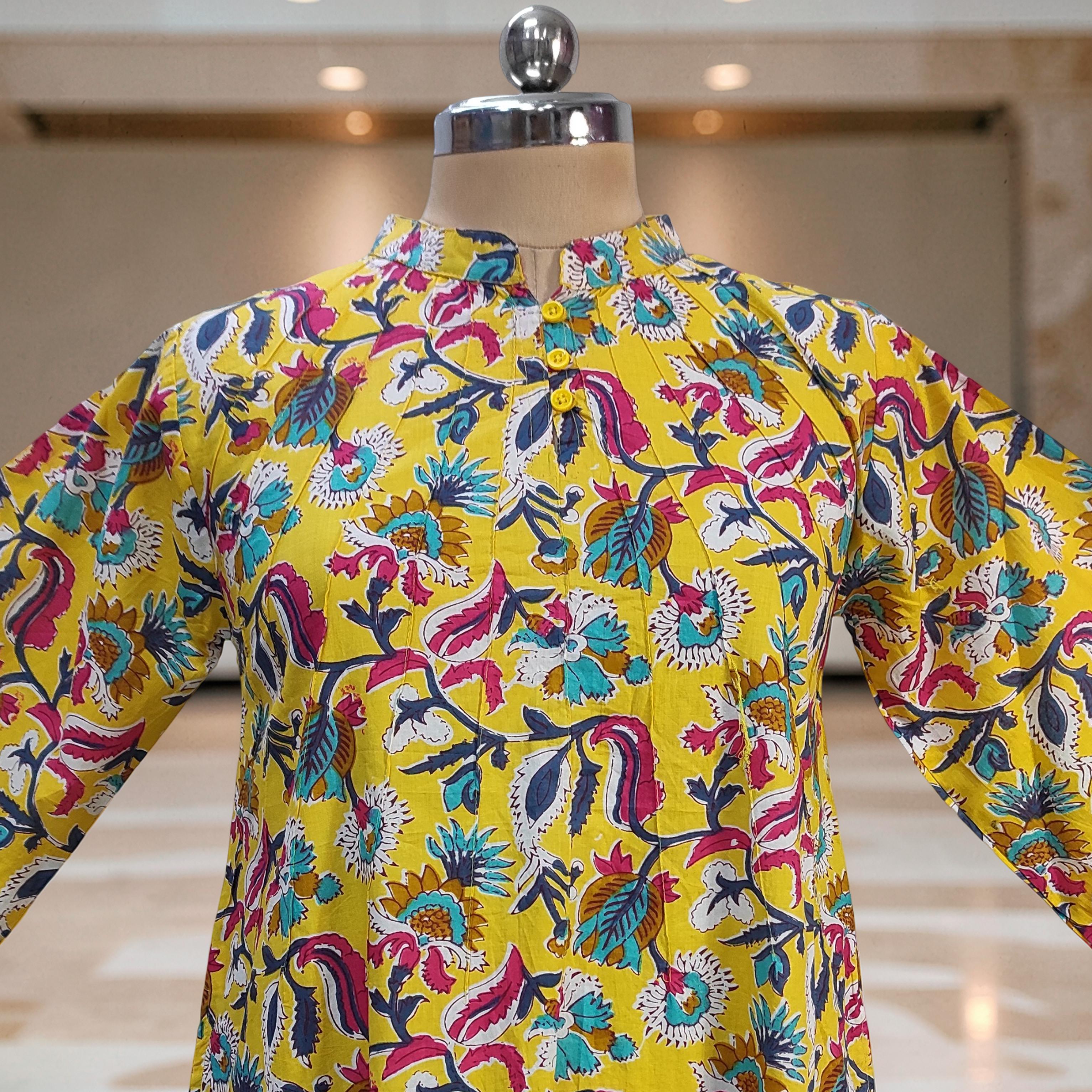 2XL/3XL Khadijah Printed Cotton Dress 57"Long Jalabiya 26089-1397 JP