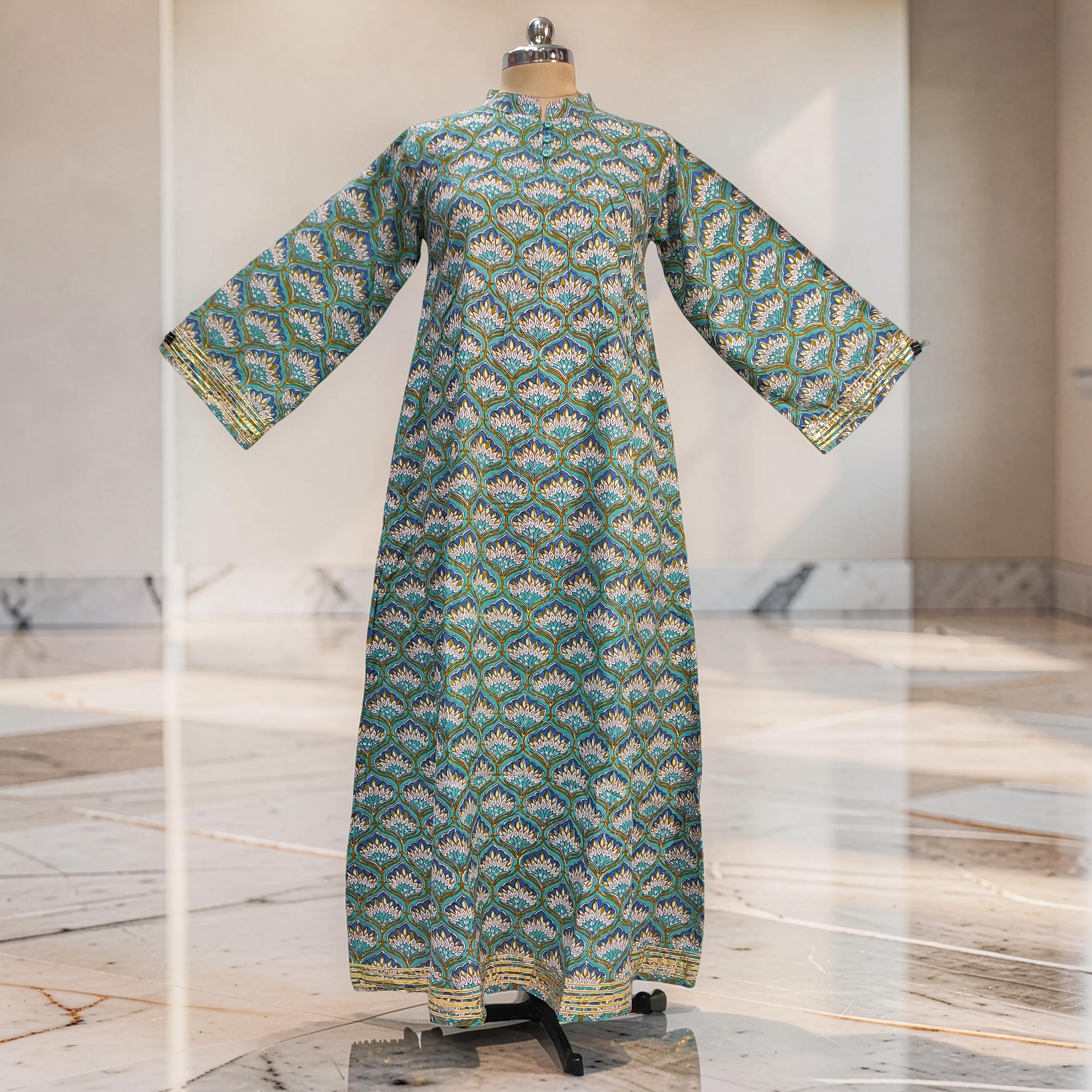 S/M Khadijah Printed Cotton Dress 57" Long Jalabiya 26090-1397 JP