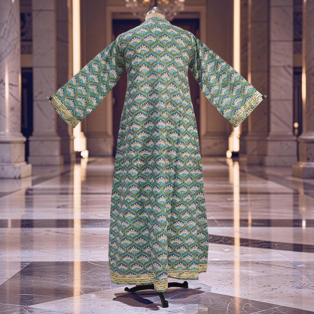 L/XL Khadijah Printed Cotton Dress 56"Long Jalabiya 26091-1397 JP