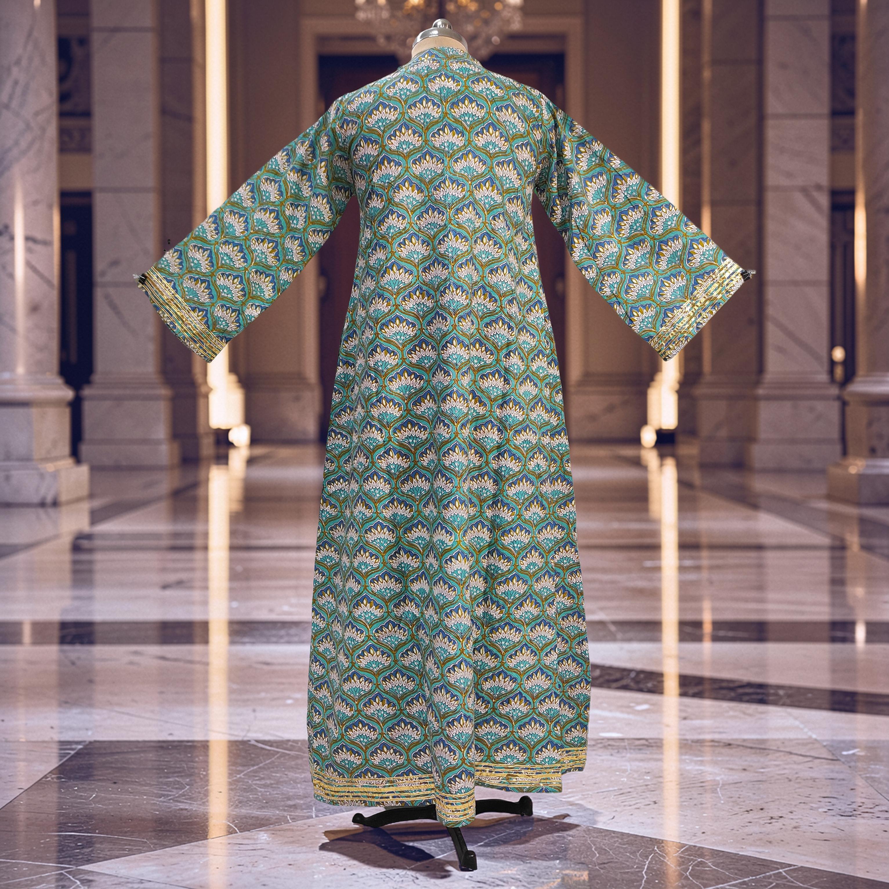 L/XL Khadijah Printed Cotton Dress 56"Long Jalabiya 26091-1397 JP