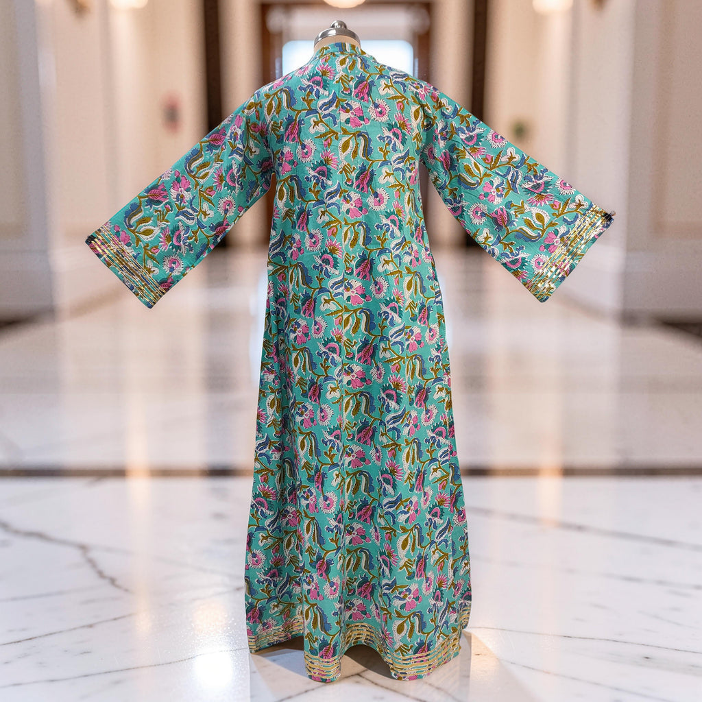 L/XL Khadijah Printed Cotton Dress 56"Long Jalabiya 26093-1398 JP