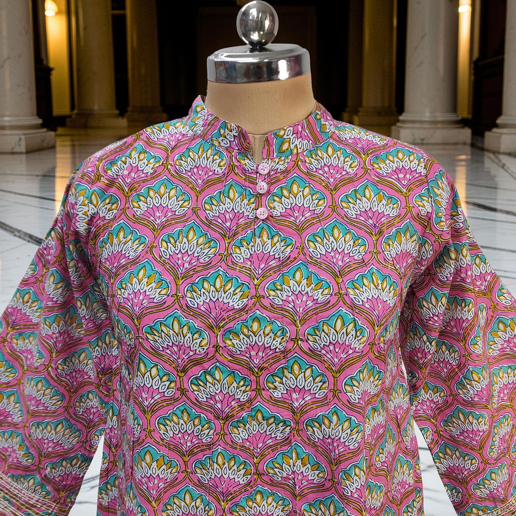XS/S Khadijah Printed Cotton Dress 54"Long Jalabiya 26094-1398 JP