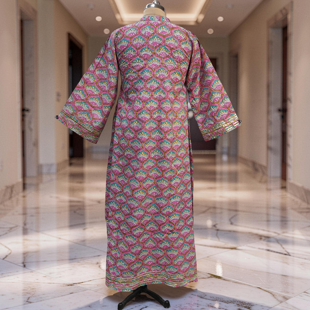XS/S Khadijah Printed Cotton Dress 54"Long Jalabiya 26094-1398 JP
